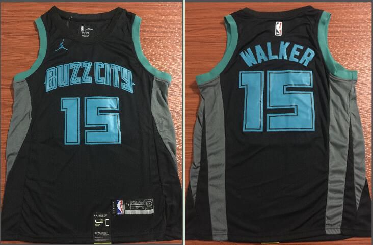 Men Charlotte Hornets 15 Walker Black City Edition Game Nike NBA Jerseys